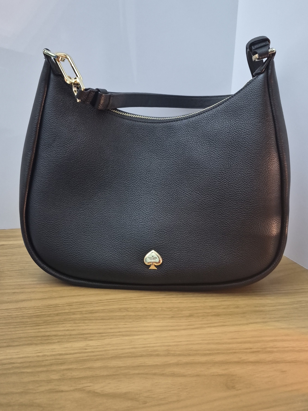 Kate Spade Black Pebbled Leather Smile Small Crescent Hobo Bag